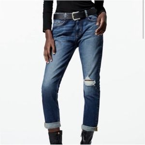 ZARA Z1975 Relaxed Fit Low Rise Distressed Jeans